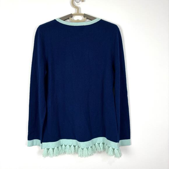 Sail to Sable NEW Cashmere Sweater Tassels Blue Mint Small preppy classic - Picture 2 of 8